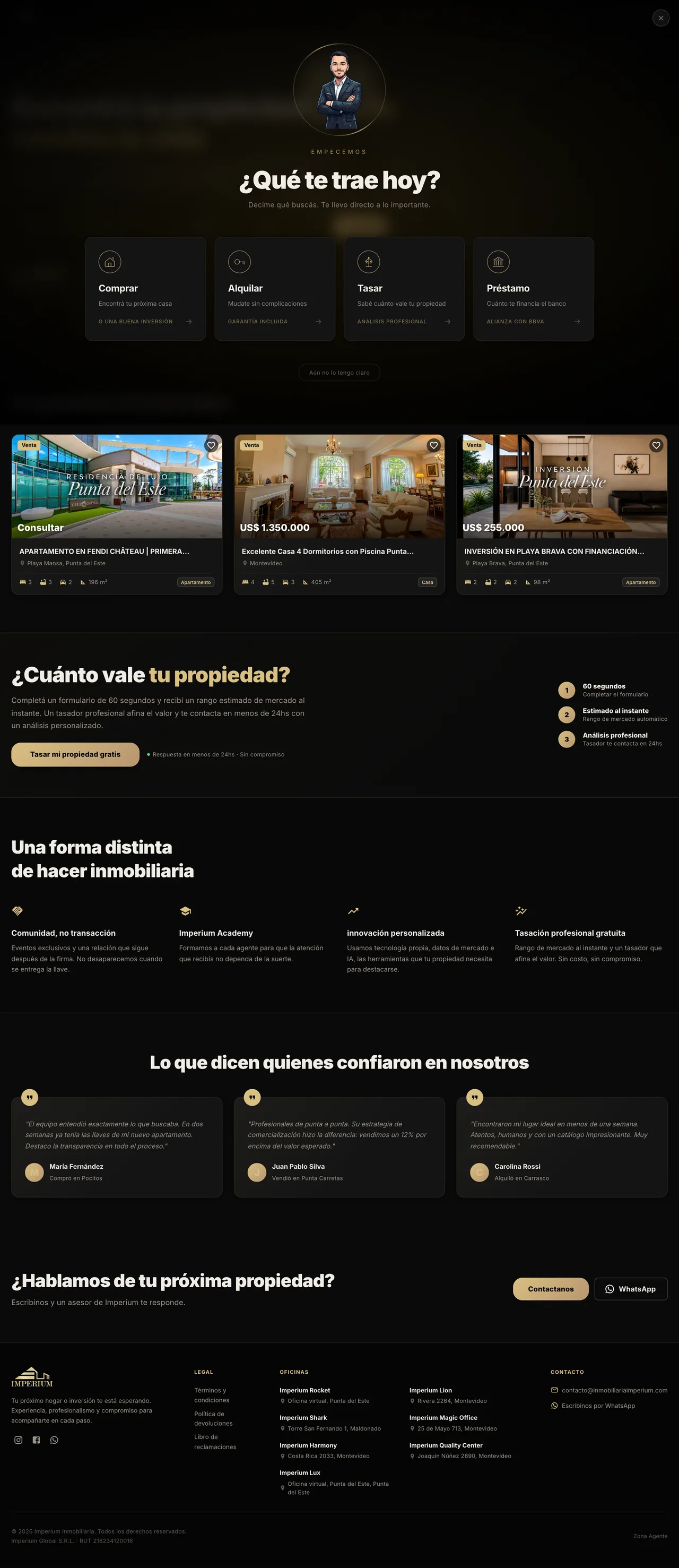 Sitio web de Imperium, recorrido completo